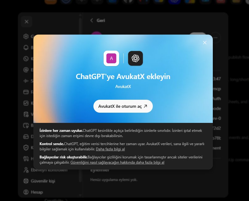 ChatGPT'ye AvukatX ekleyin penceresi